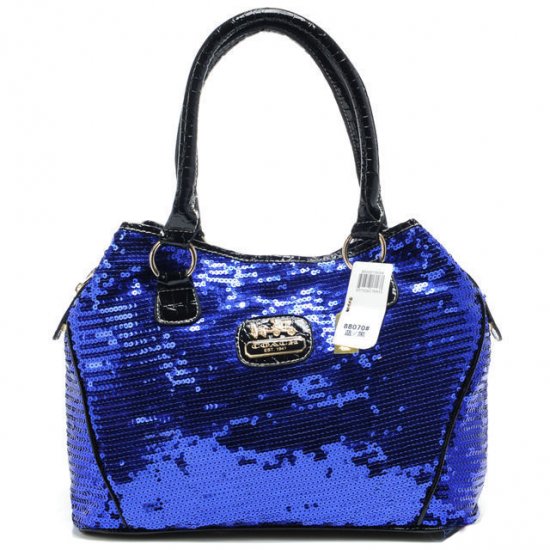 Coach Poppy In SequIn Signature Medium Blue Totes AEA